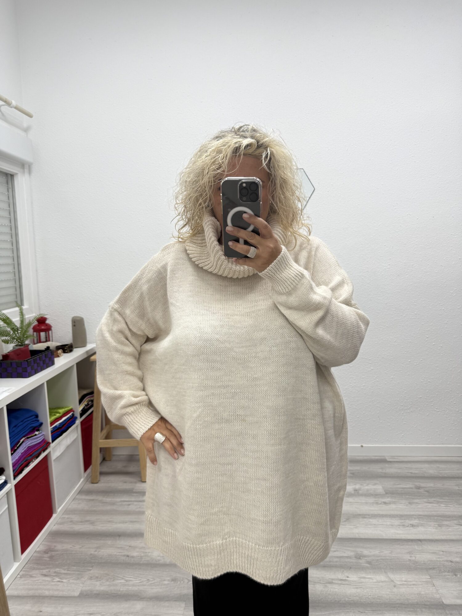 Jersey cuello alto liso crudo