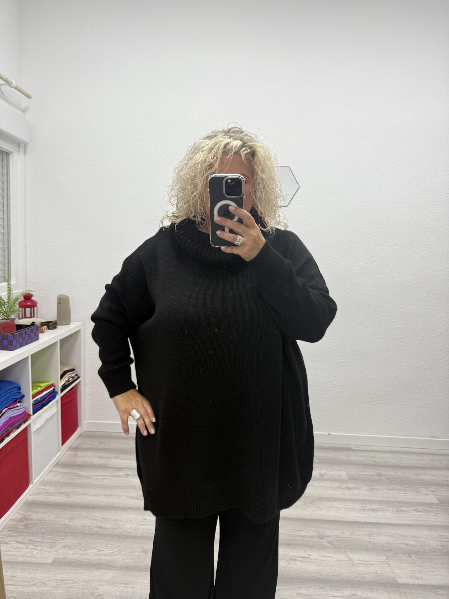 Jersey cuello alto liso negro