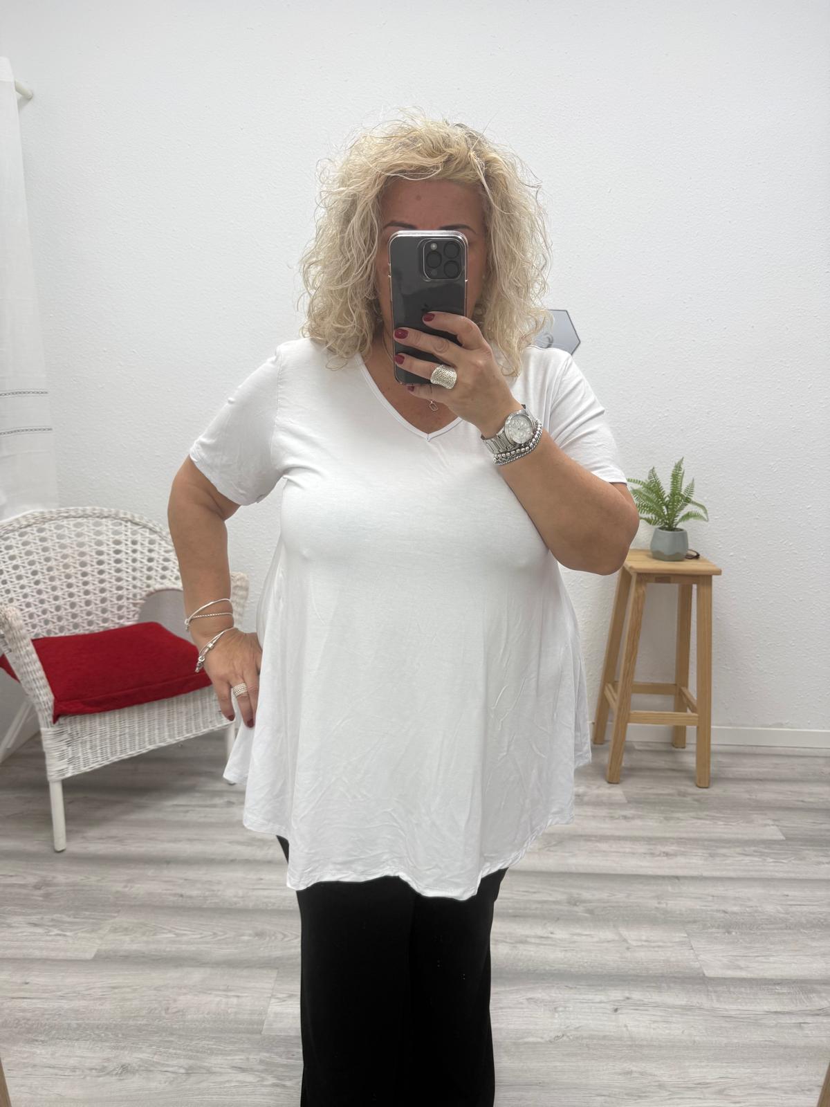 Camiseta pico manga corta blanca