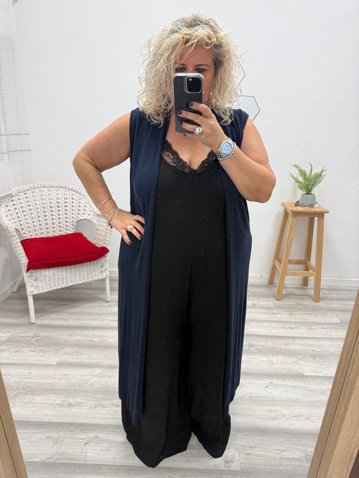 Chaleco punto azul marino