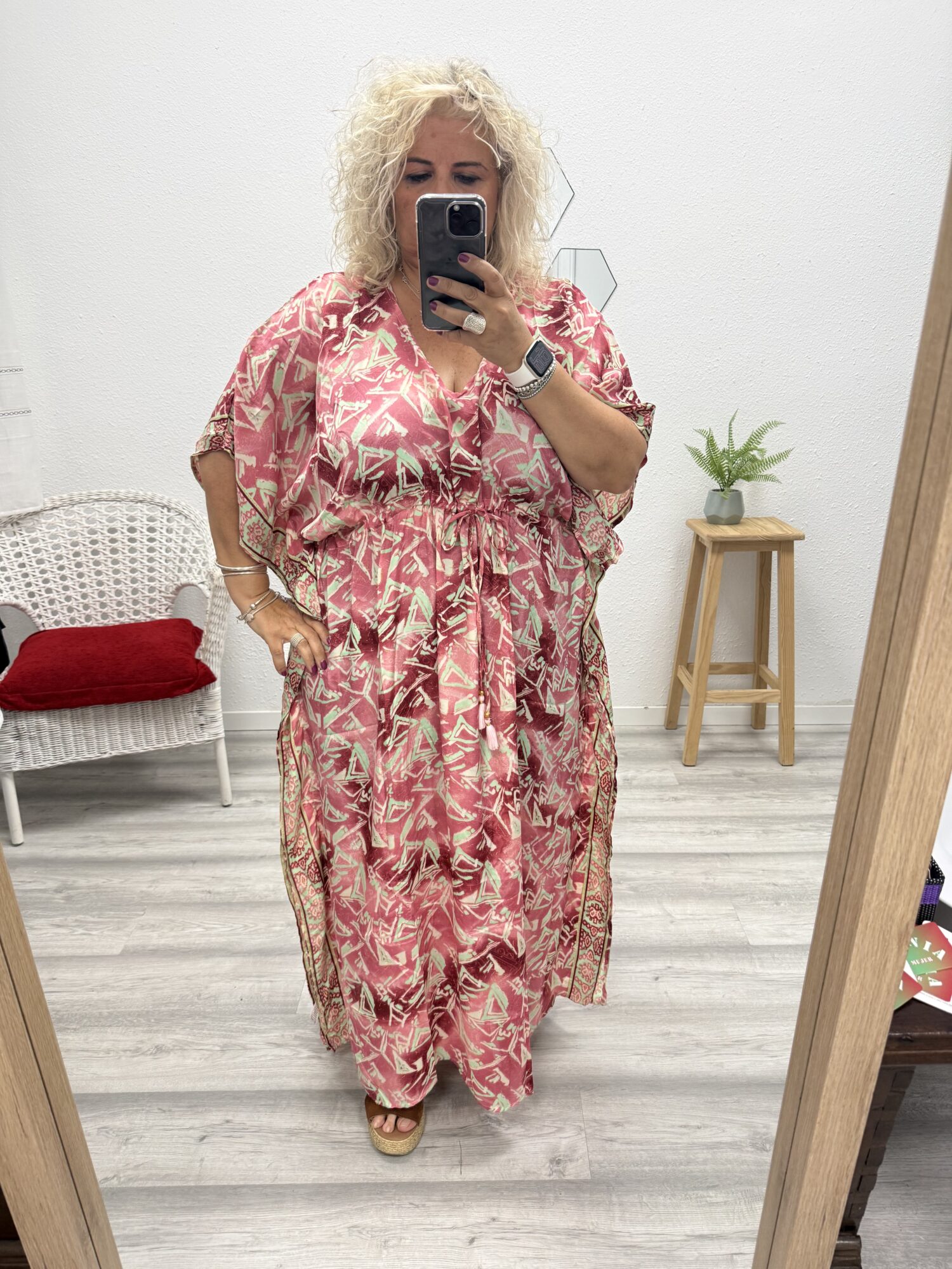 Vestido túnica burdeos