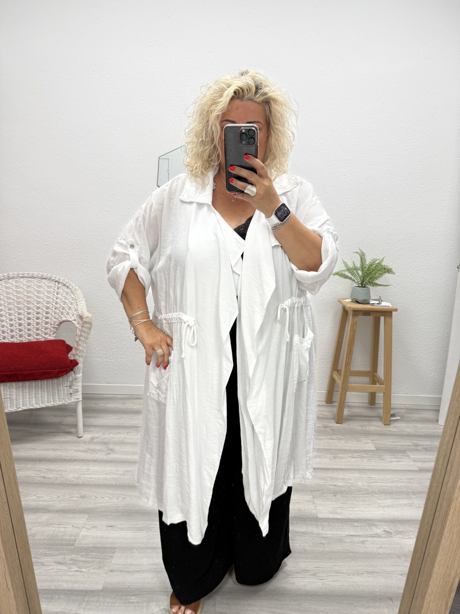 Gabardina lino blanca
