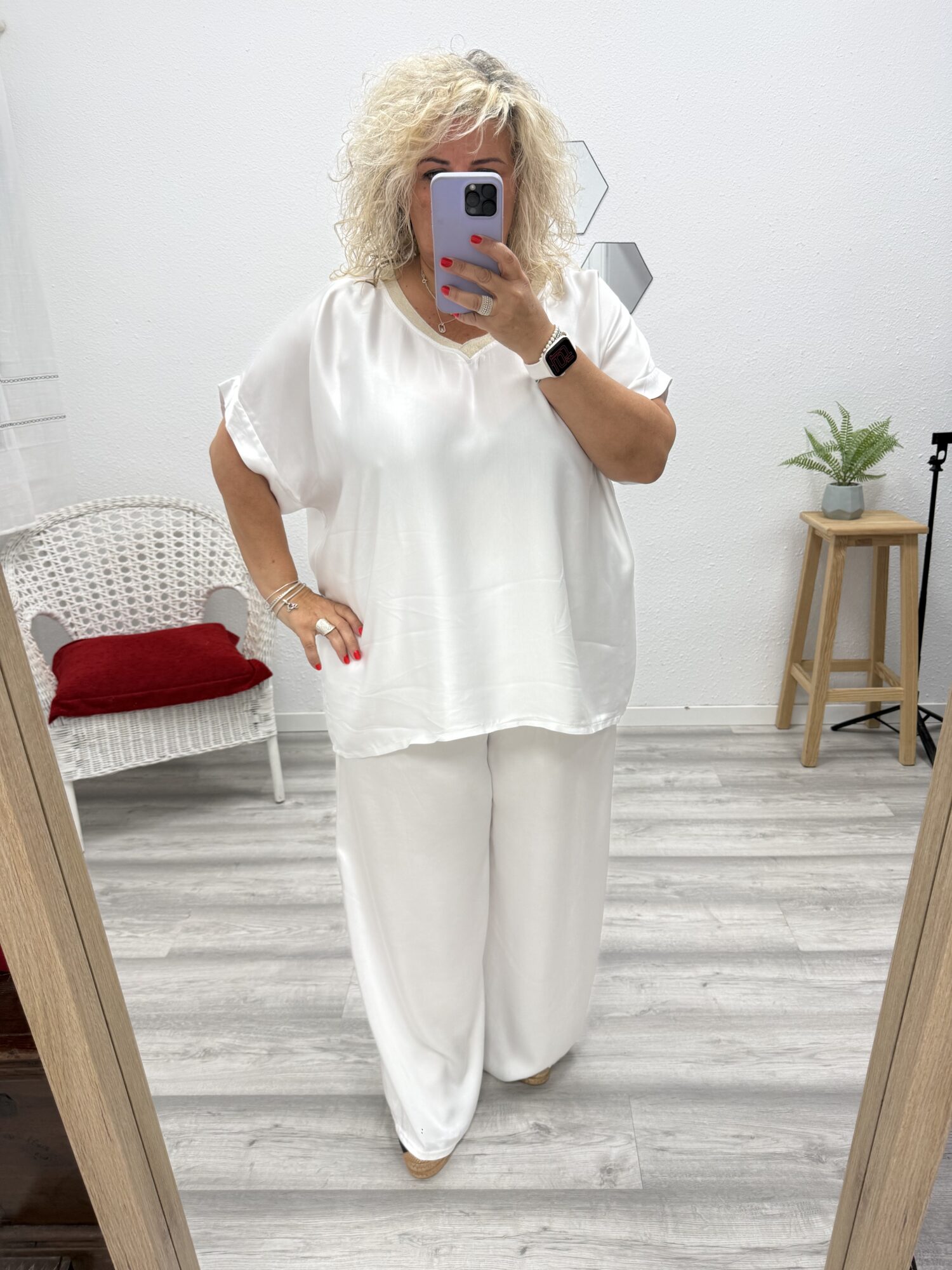 Conjunto satén blanco