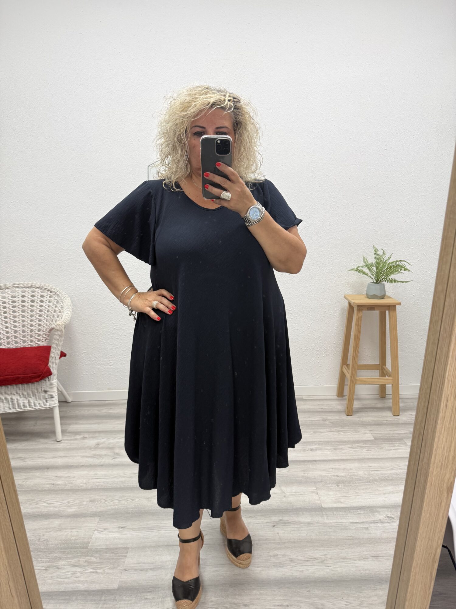 Vestido manga azul marino