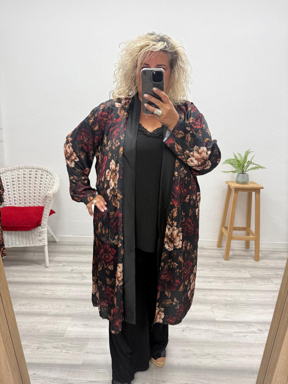 Kimono raso flores