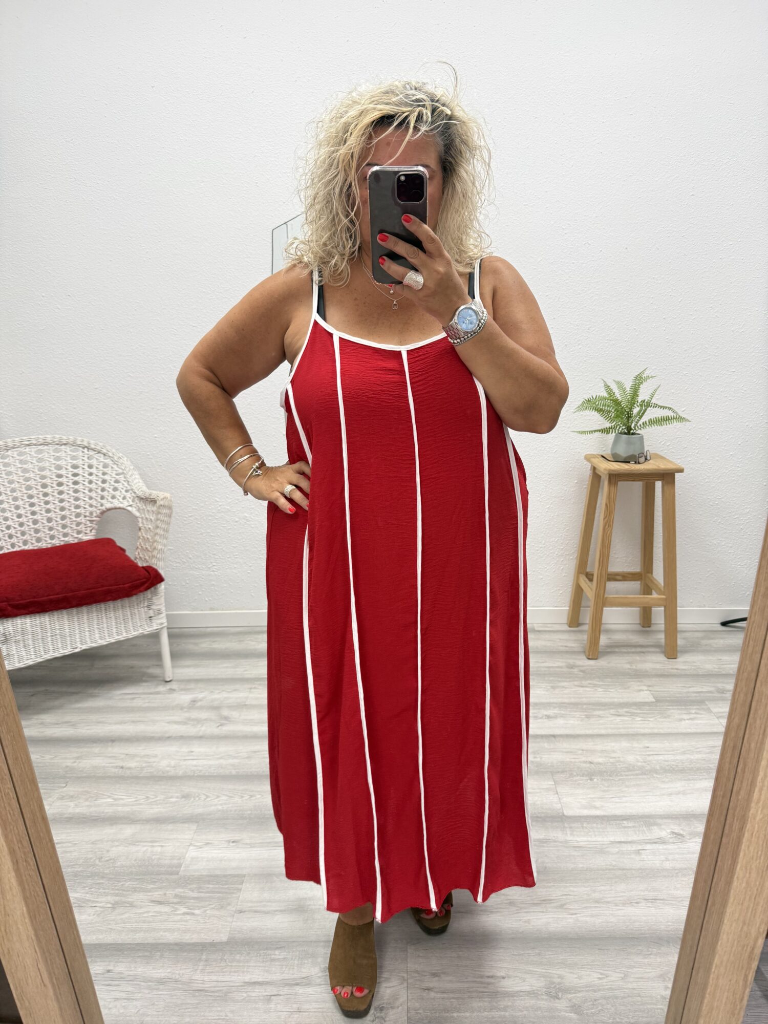 Vestido vivo rayas rojo
