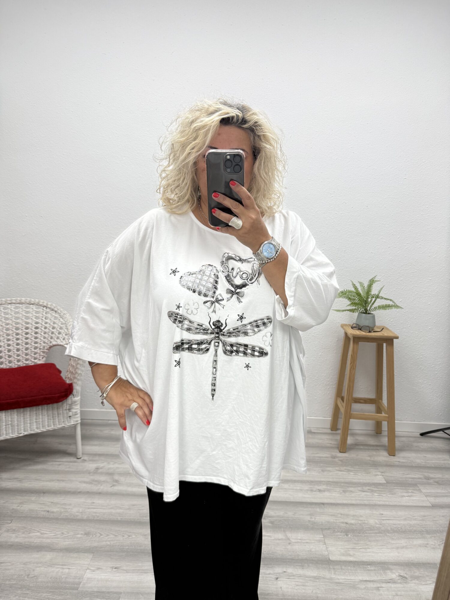 Camiseta manga libélula blanca