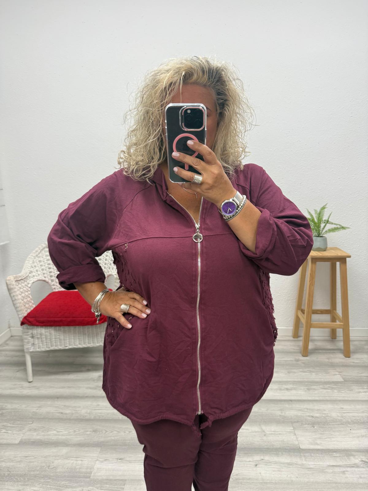 Chaqueta lentejuelas burdeos
