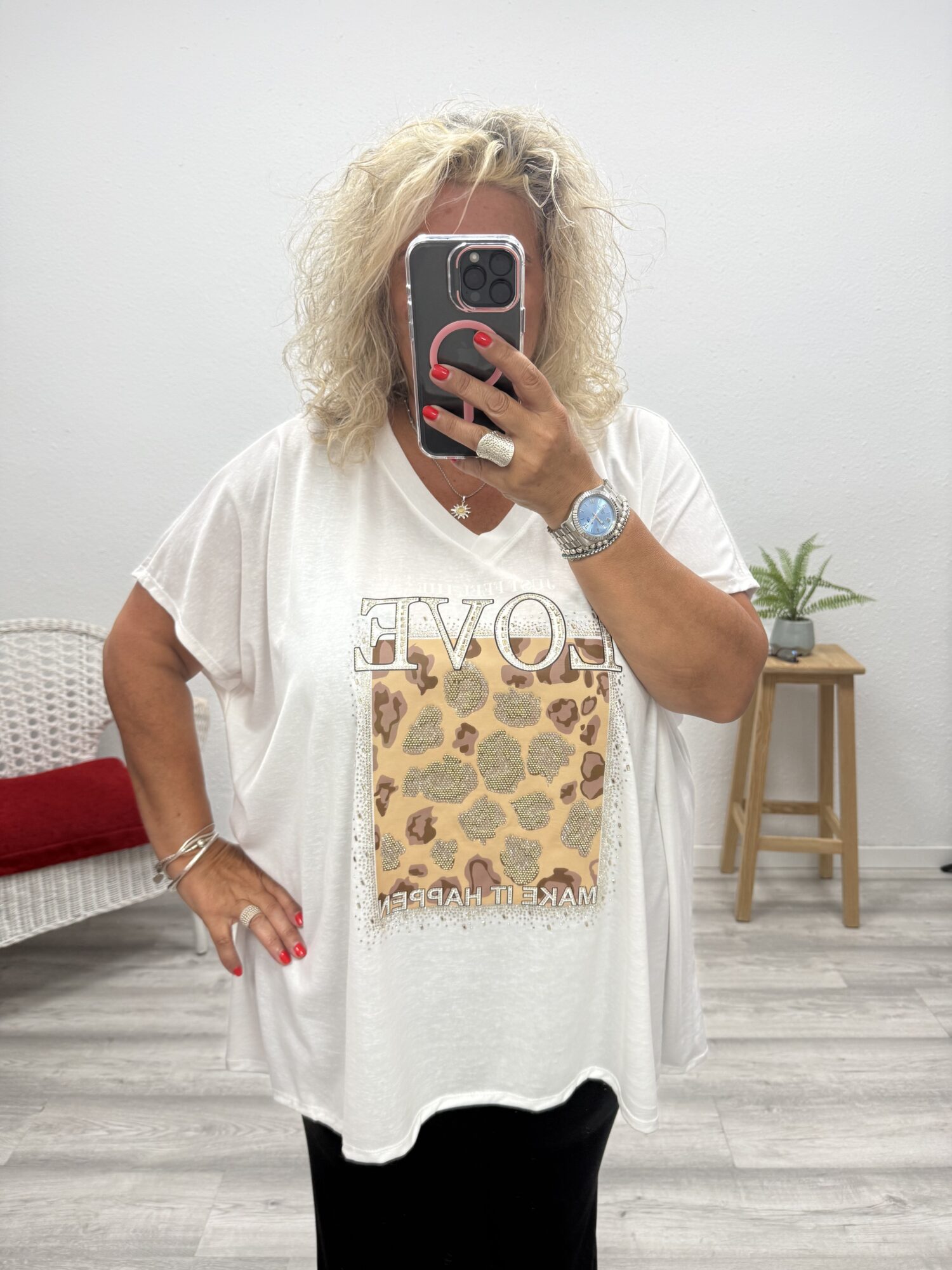 Camiseta love strass blanco