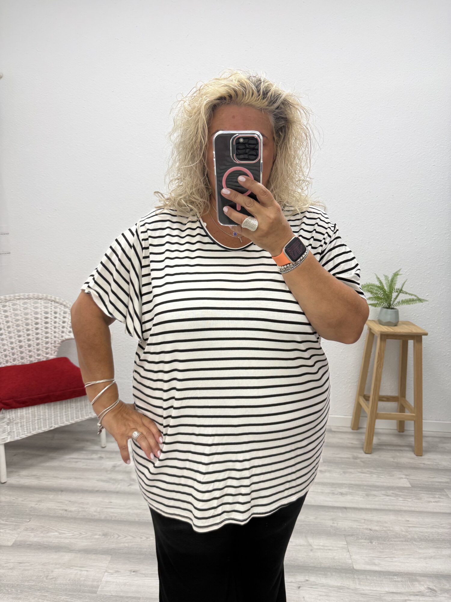 Camiseta rayas lazo espalda negro
