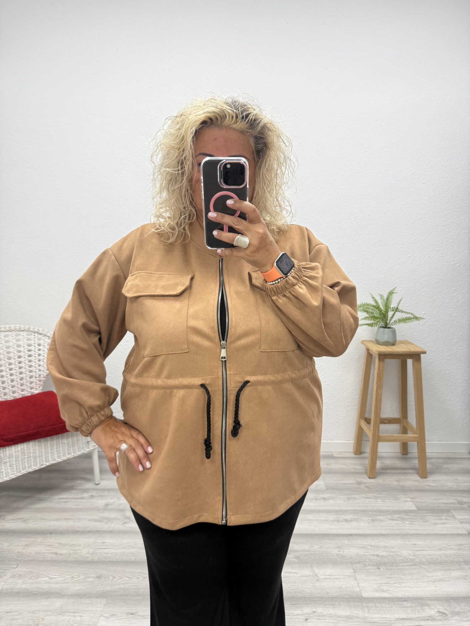 Bomber antelina cordón camel