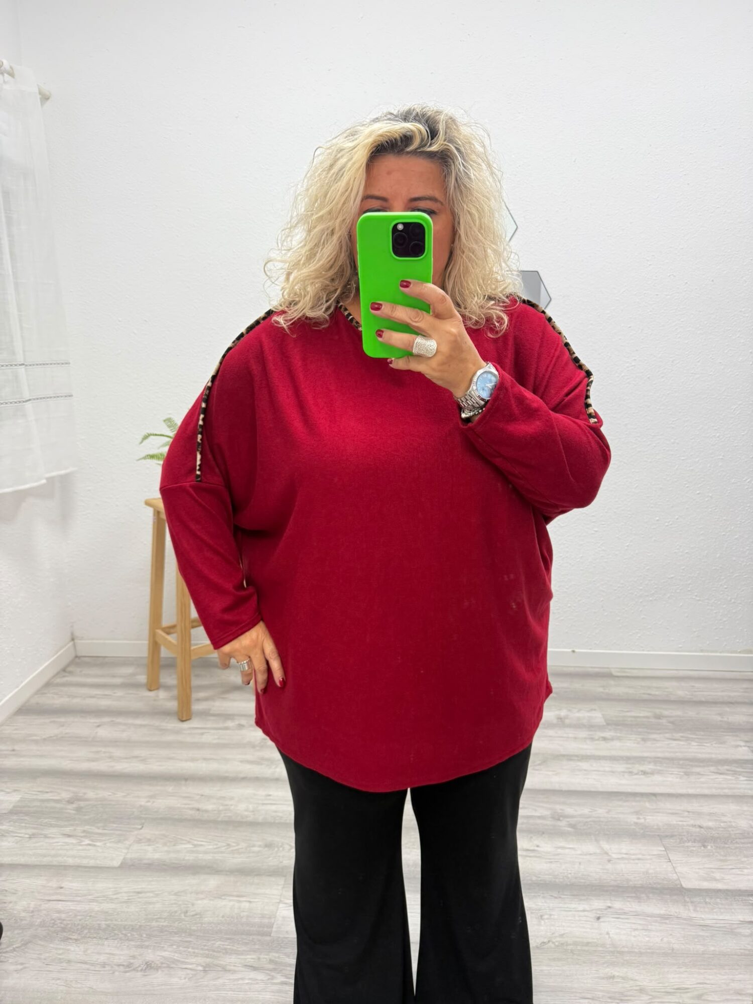 Jersey burdeos y animal print