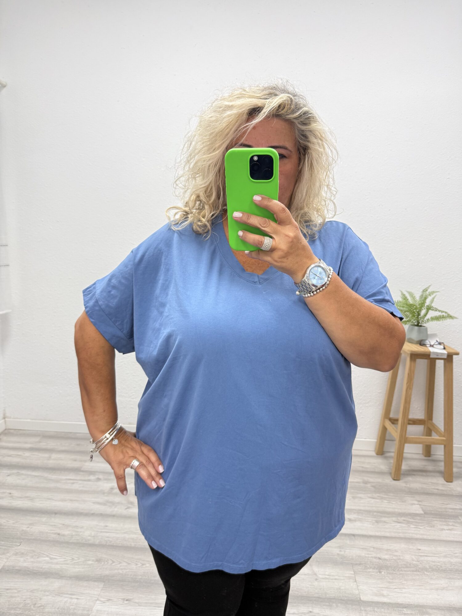 Camiseta sin costura azul