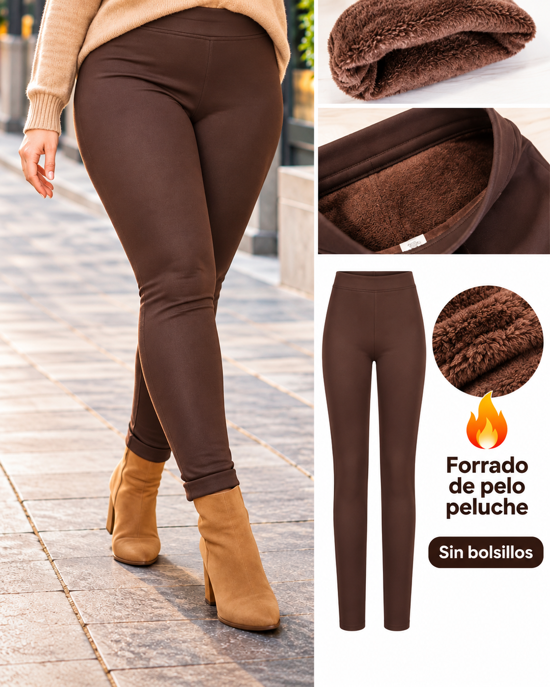 Legging pelito por dentro chocolate