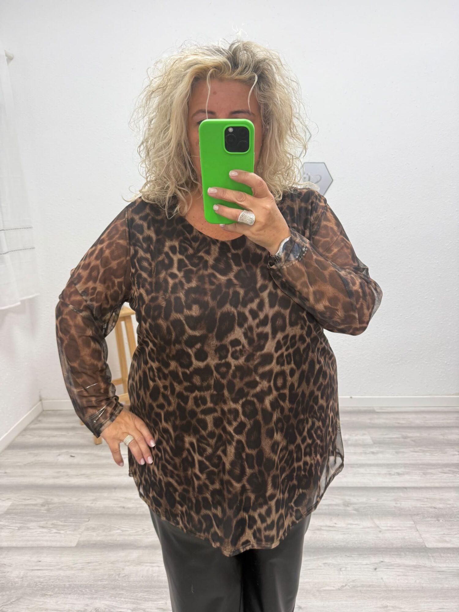 Camiseta tul animal print marron